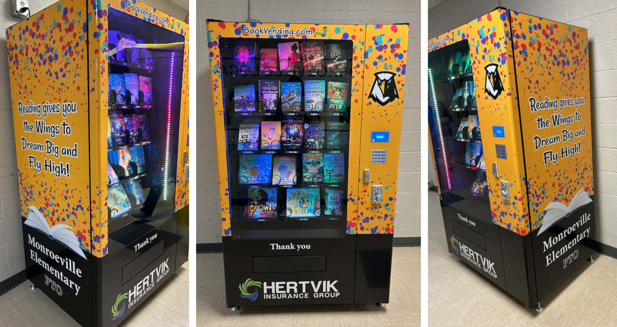 Hertvik Insurance Hertvik Cares Monroeville City Schools PTO Book Vending Machine